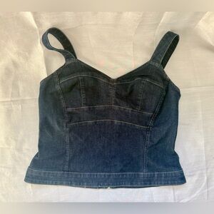 White House Black Market Dark Blue Denim Bodice Top